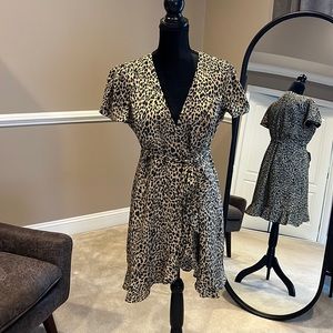 Animal print wrap dress